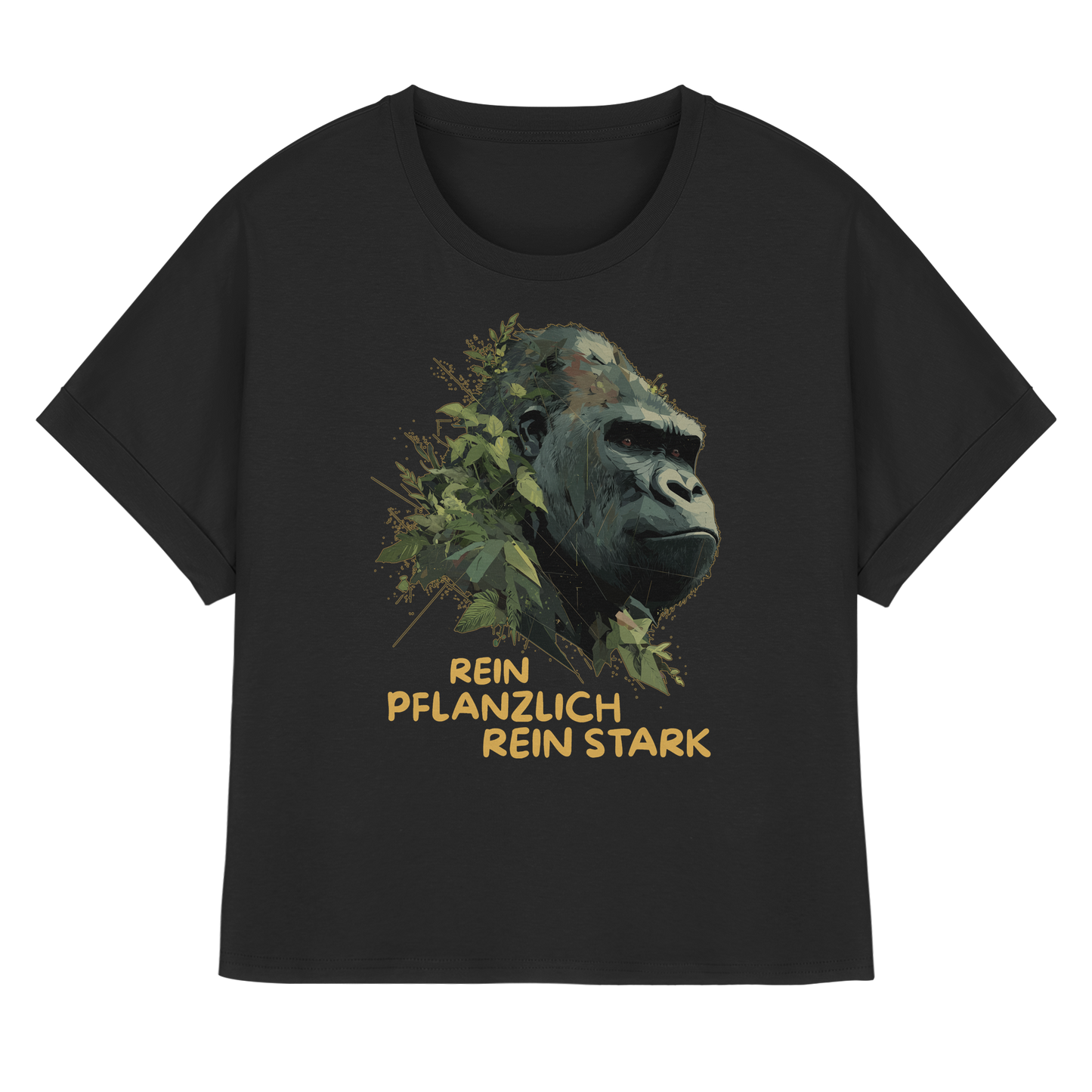 vegwear "Gorilla, rein pflanzlich rein stark" - oversized Damen T-Shirt mit Fledermausärmel