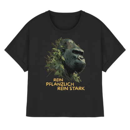 vegwear "Gorilla, rein pflanzlich rein stark" - oversized Damen T-Shirt mit Fledermausärmel