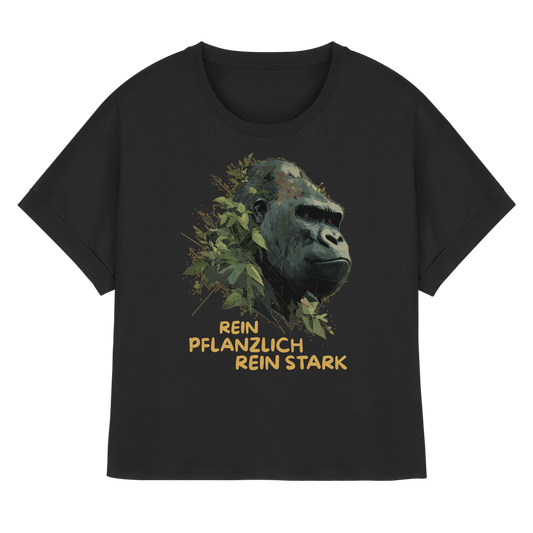 vegwear "Gorilla, rein pflanzlich rein stark" - oversized Damen T-Shirt mit Fledermausärmel