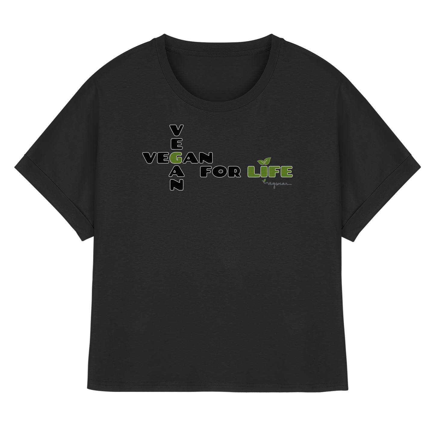 vegwear "vegan for life" - oversized Damen T-Shirt mit Fledermausärmel