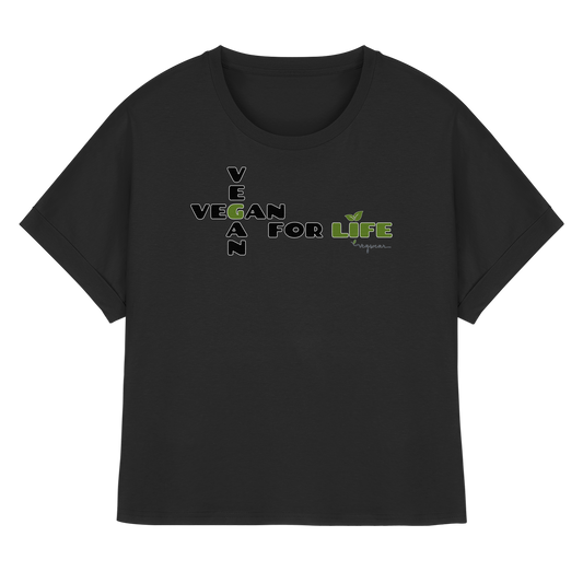 vegwear "vegan for life" - oversized Damen T-Shirt mit Fledermausärmel