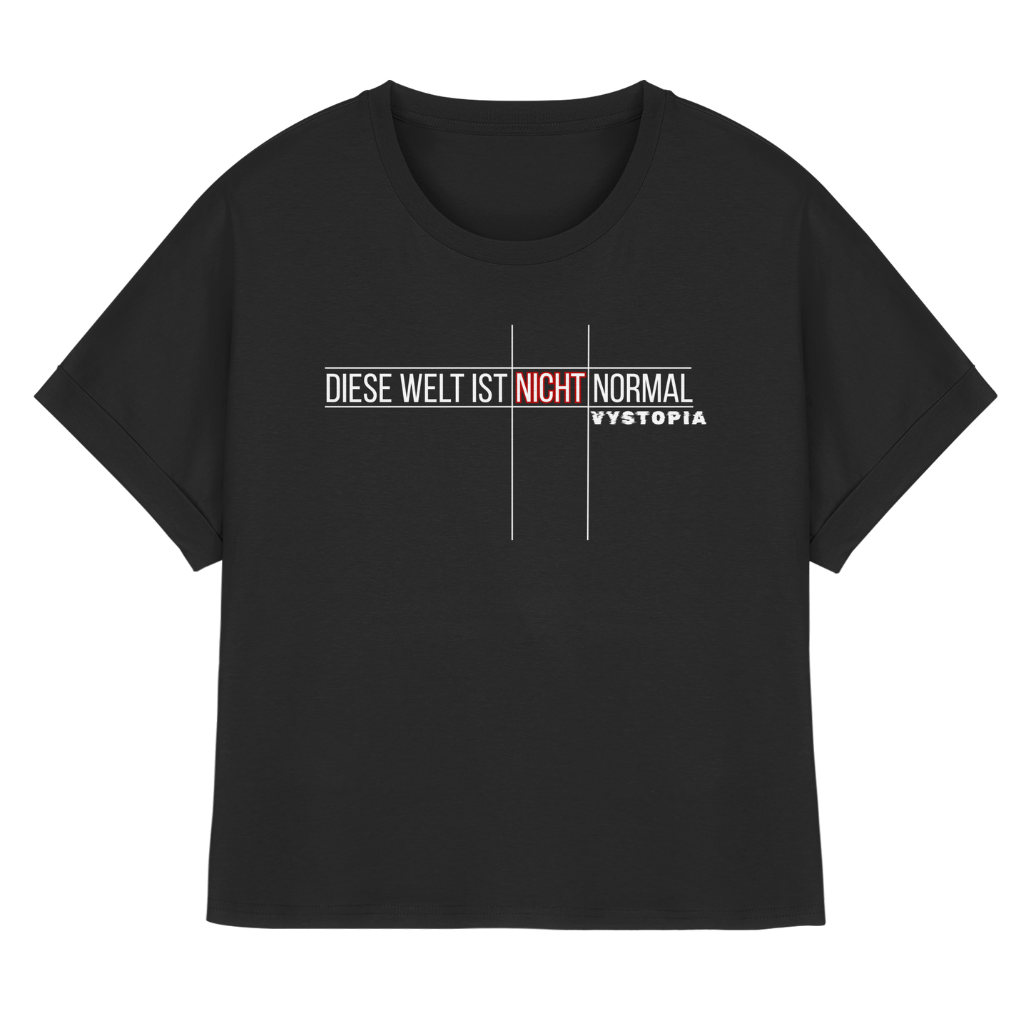 vegwear "Diese Welt ist nicht normal"- oversized Damen Bio T-Shirt mit Fledermausärmel