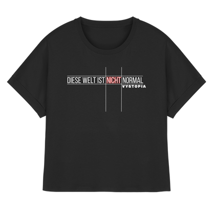 vegwear "Diese Welt ist nicht normal"- oversized Damen Bio T-Shirt mit Fledermausärmel