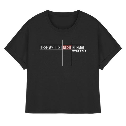 vegwear "Diese Welt ist nicht normal"- oversized Damen Bio T-Shirt mit Fledermausärmel