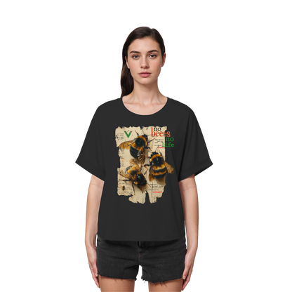 vegwear "no bees no life" - oversized Damen T-Shirt mit Fledermausärmel