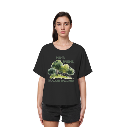 vegwear "mehr Bäume braucht das Land" - oversized Damen Bio T-Shirt mit Fledermausärmel, vegan, fair, nachhaltig