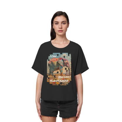 vegwear "I can you can"- oversized Damen T-Shirt mit Fledermausärmel, bio, vegan