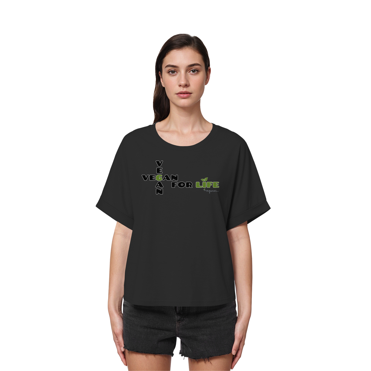 vegwear "vegan for life" - oversized Damen T-Shirt mit Fledermausärmel