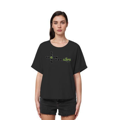 vegwear "vegan for life" - oversized Damen T-Shirt mit Fledermausärmel