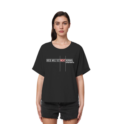 vegwear "Diese Welt ist nicht normal"- oversized Damen Bio T-Shirt mit Fledermausärmel