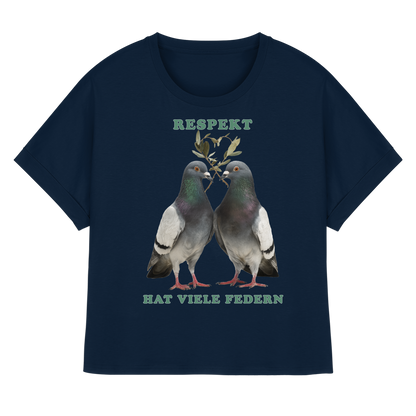 vegwear "Respekt hat viele Federn" - oversized Damen T-Shirt mit Fledermausärmel