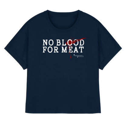 vegwear "no blood for meat" - Womens Organic Rolled Sleeves T-Shirt