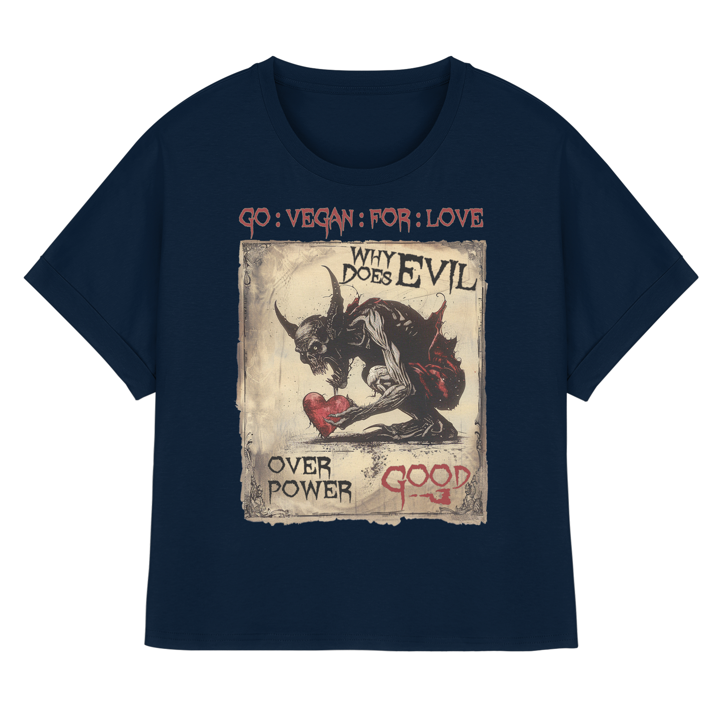 vegwear "why does evil" - oversized Damen Bio T-Shirt mit Fledermausärmel