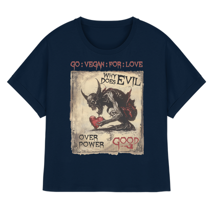 vegwear "why does evil" - oversized Damen Bio T-Shirt mit Fledermausärmel