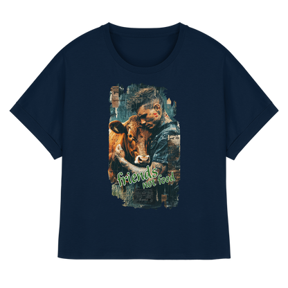 vegwear "friends not food" - oversized Damen Bio T-Shirt mit Fledermausärmel