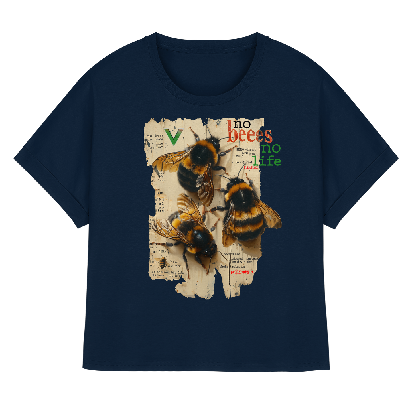 vegwear "no bees no life" - oversized Damen T-Shirt mit Fledermausärmel