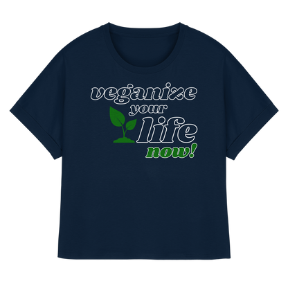 vegwear "veganize your life"  - oversized Damen T-Shirt mit Fledermausärmel, bio, vegan, nachhaltig