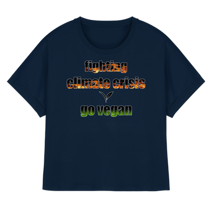 vegwear "fighting climate cirsis"- oversized Bio Damen T-Shirt mit Fledermausärmeln, vegan & klimafreundlich