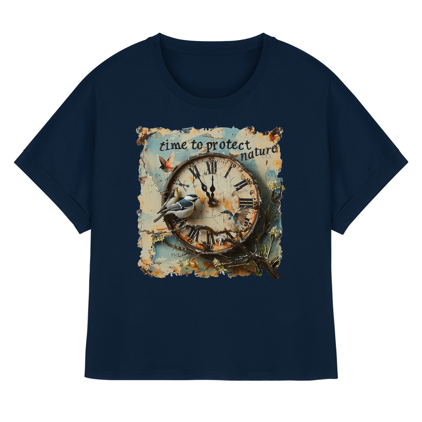 vegwear "time to protect nature" - oversized Damen T-Shirt mit Fledermausärmel, nachhaltige Mode