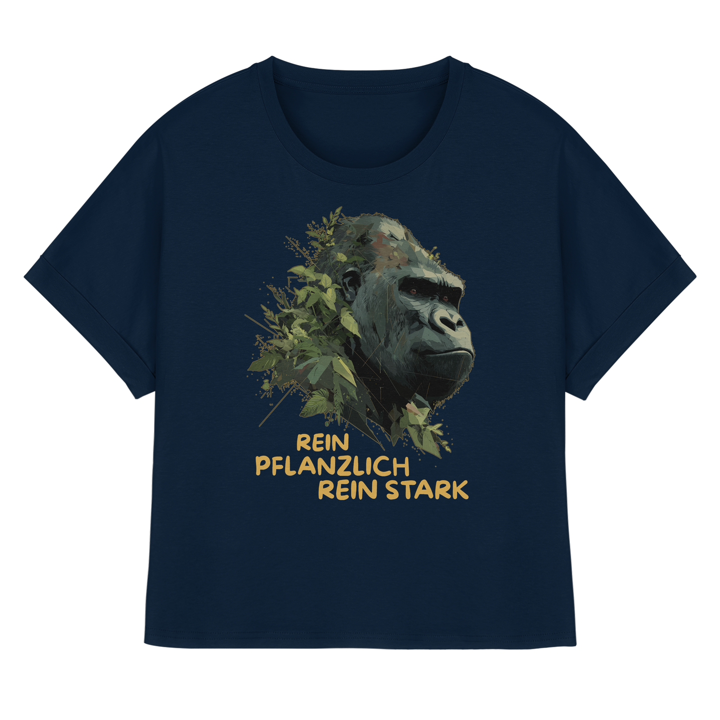 vegwear "Gorilla, rein pflanzlich rein stark" - oversized Damen T-Shirt mit Fledermausärmel