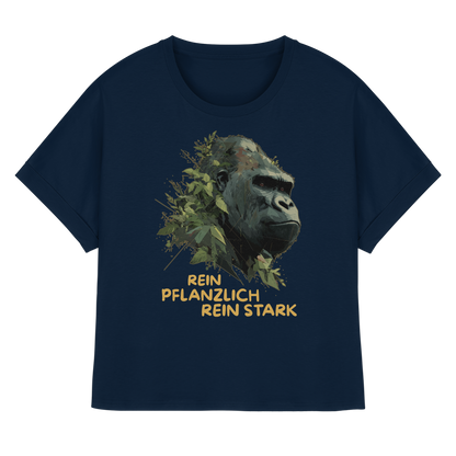 vegwear "Gorilla, rein pflanzlich rein stark" - oversized Damen T-Shirt mit Fledermausärmel