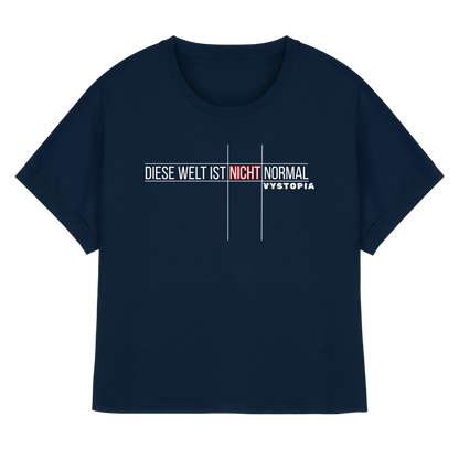 vegwear "Diese Welt ist nicht normal"- oversized Damen Bio T-Shirt mit Fledermausärmel