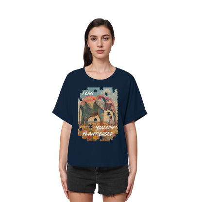 vegwear "I can you can"- oversized Damen T-Shirt mit Fledermausärmel, bio, vegan