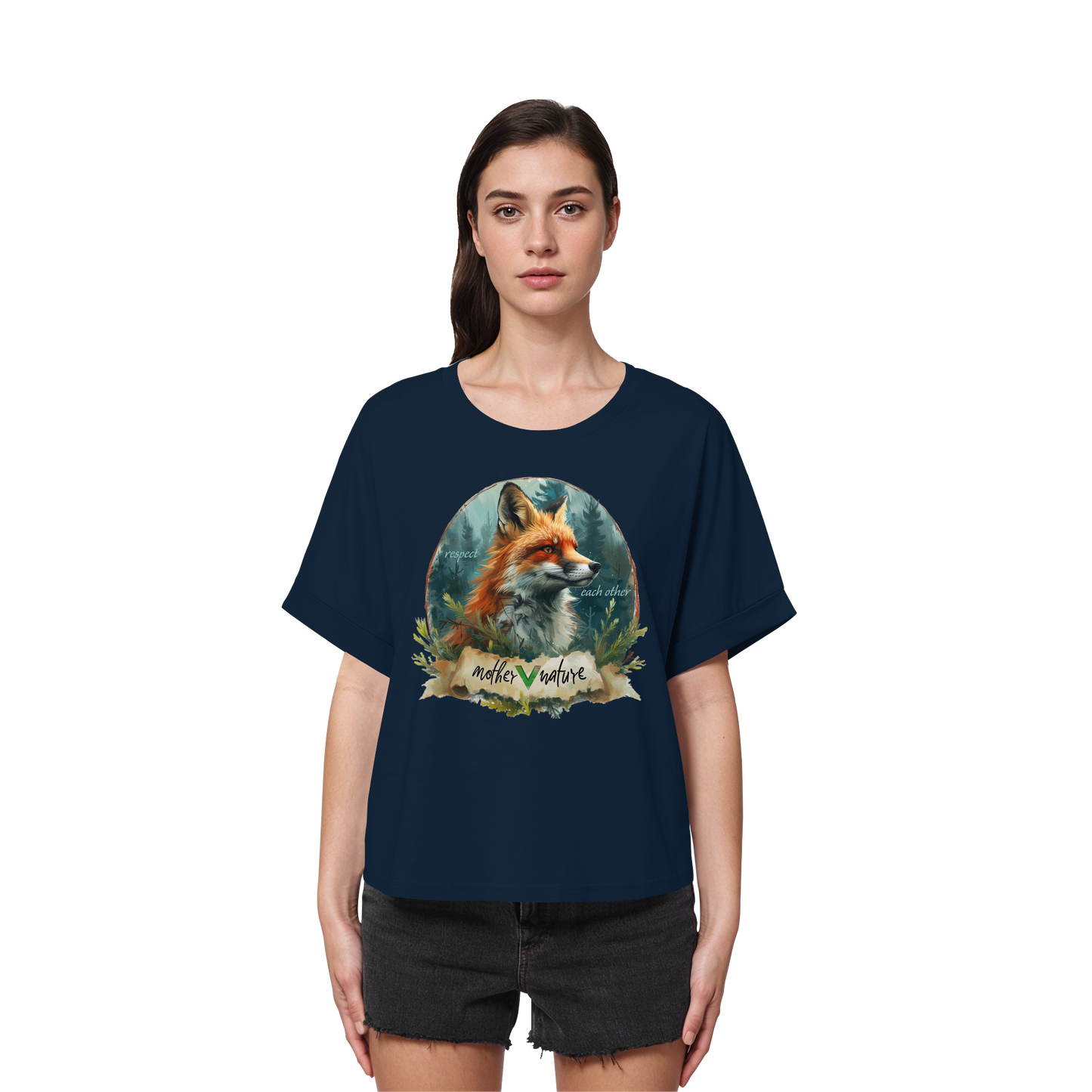 vegwear "respect each other" - oversized Damen T-Shirt mit Fledermausärmel, vegan, bio