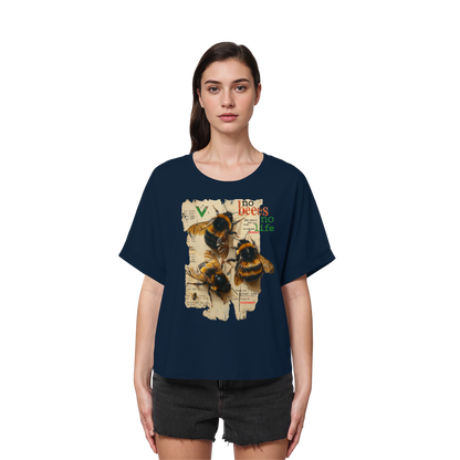 vegwear "no bees no life" - oversized Damen T-Shirt mit Fledermausärmel