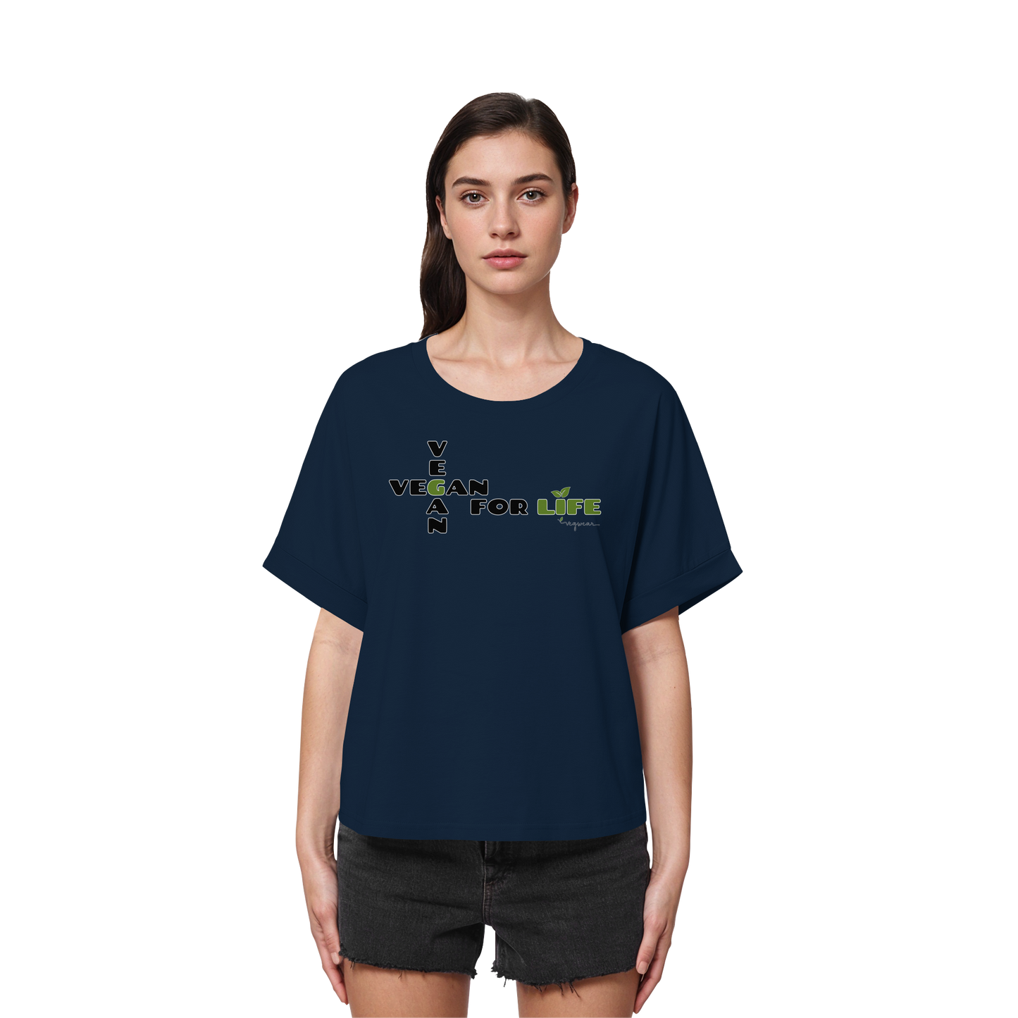 vegwear "vegan for life" - oversized Damen T-Shirt mit Fledermausärmel