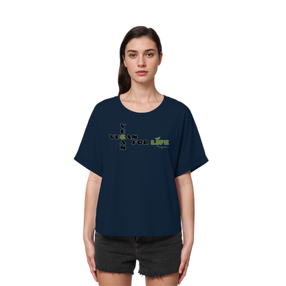 vegwear "vegan for life" - oversized Damen T-Shirt mit Fledermausärmel