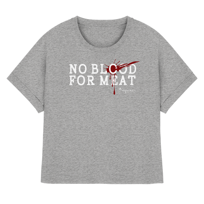 vegwear "no blood for meat" - Womens Organic Rolled Sleeves T-Shirt