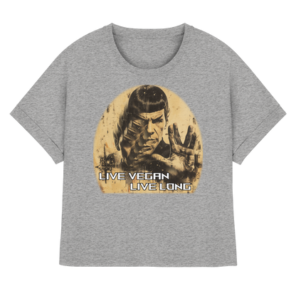 Motiv "live vegan live long" - oversized Damen Bio T-Shirt