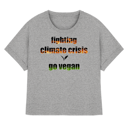 vegwear "fighting climate cirsis"- oversized Bio Damen T-Shirt mit Fledermausärmeln, vegan & klimafreundlich