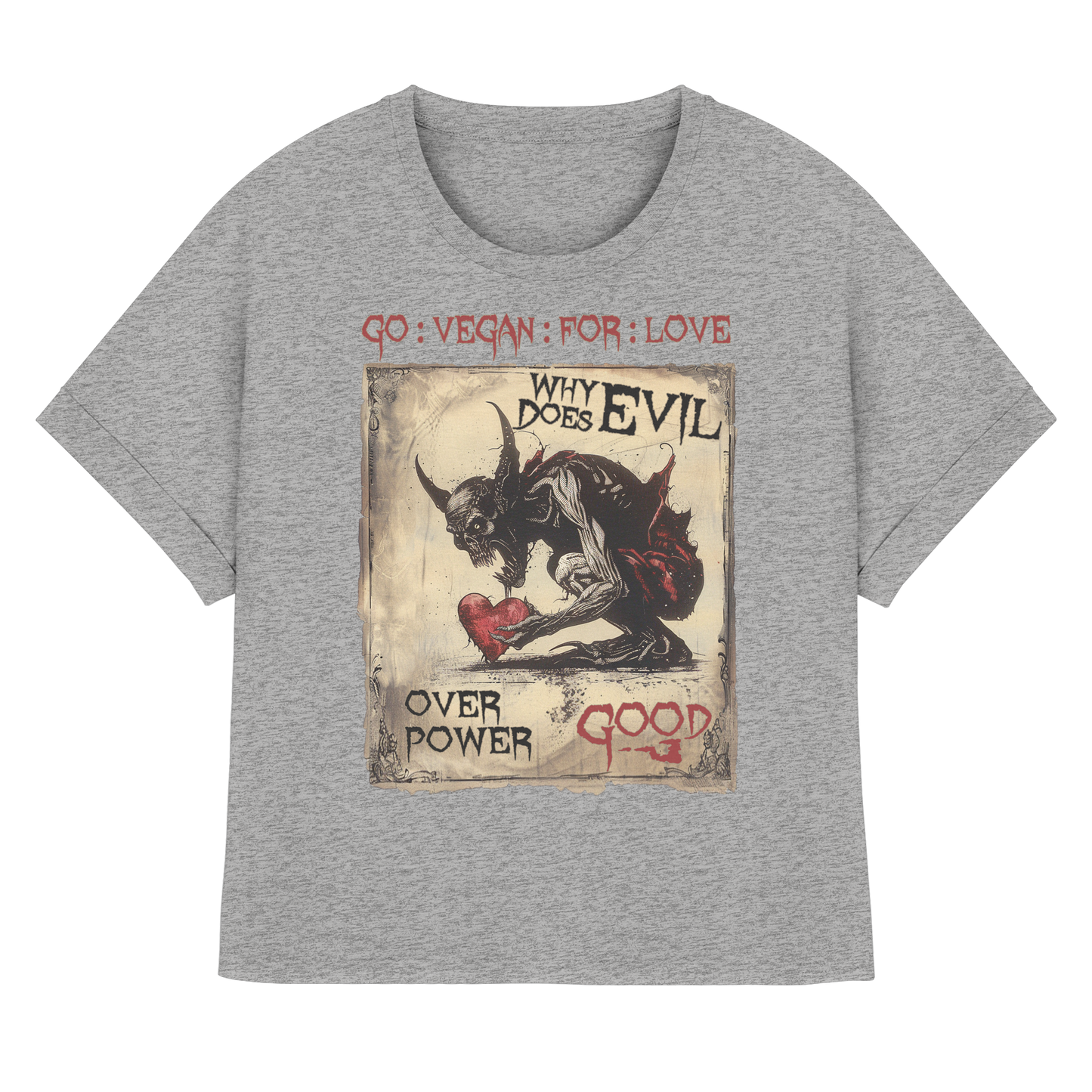 vegwear "why does evil" - oversized Damen Bio T-Shirt mit Fledermausärmel