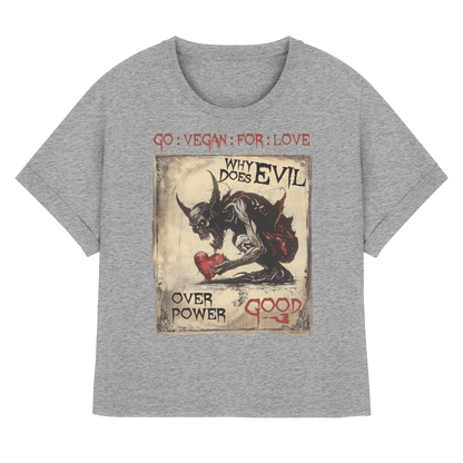 vegwear "why does evil" - oversized Damen Bio T-Shirt mit Fledermausärmel