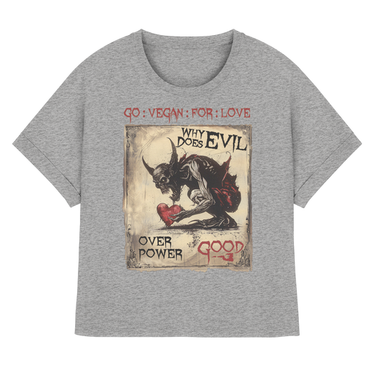 vegwear "why does evil" - oversized Damen Bio T-Shirt mit Fledermausärmel