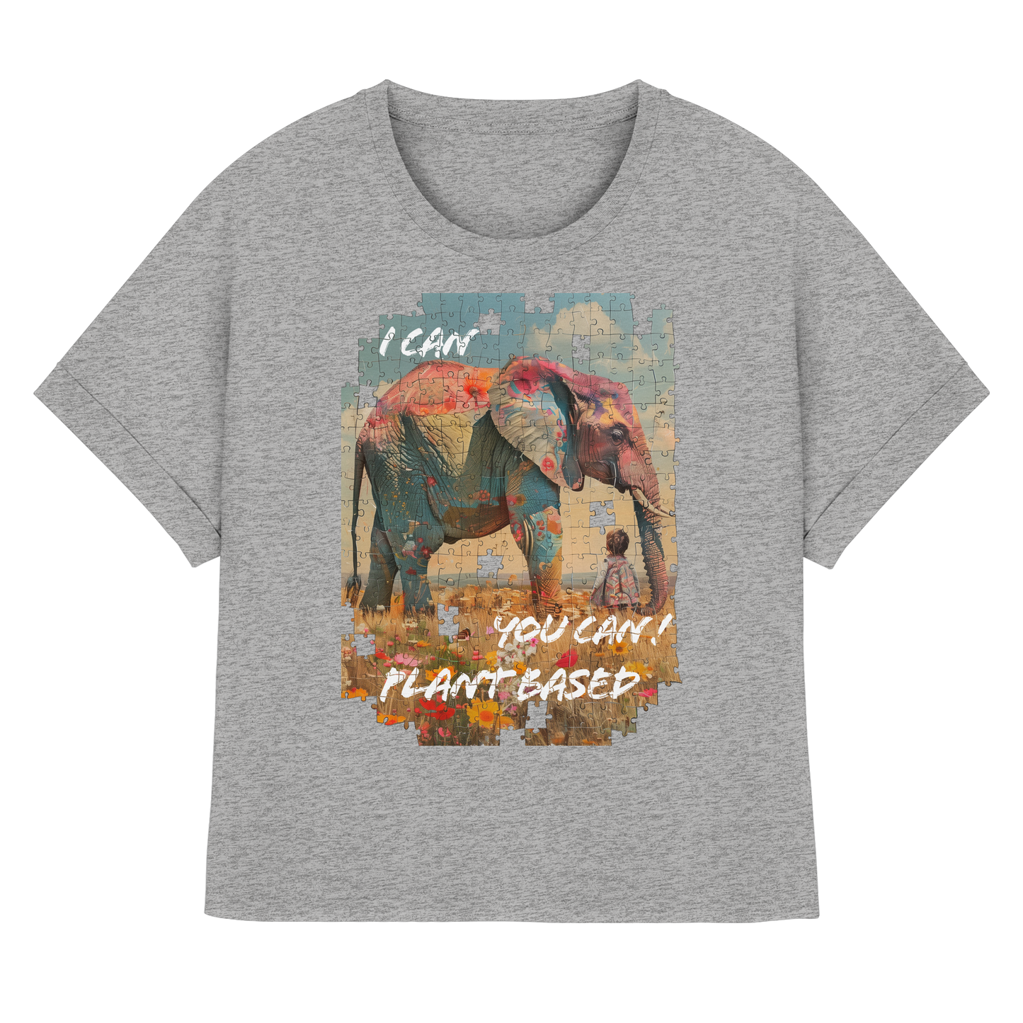 vegwear "I can you can"- oversized Damen T-Shirt mit Fledermausärmel, bio, vegan