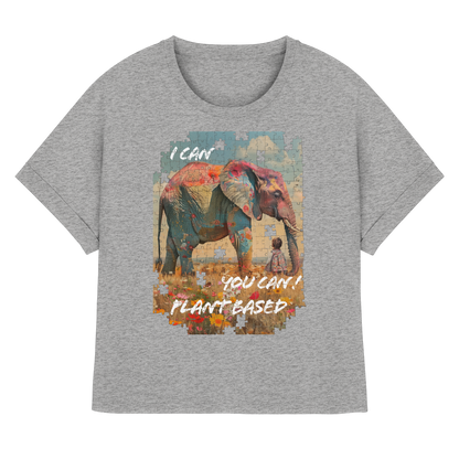 vegwear "I can you can"- oversized Damen T-Shirt mit Fledermausärmel, bio, vegan