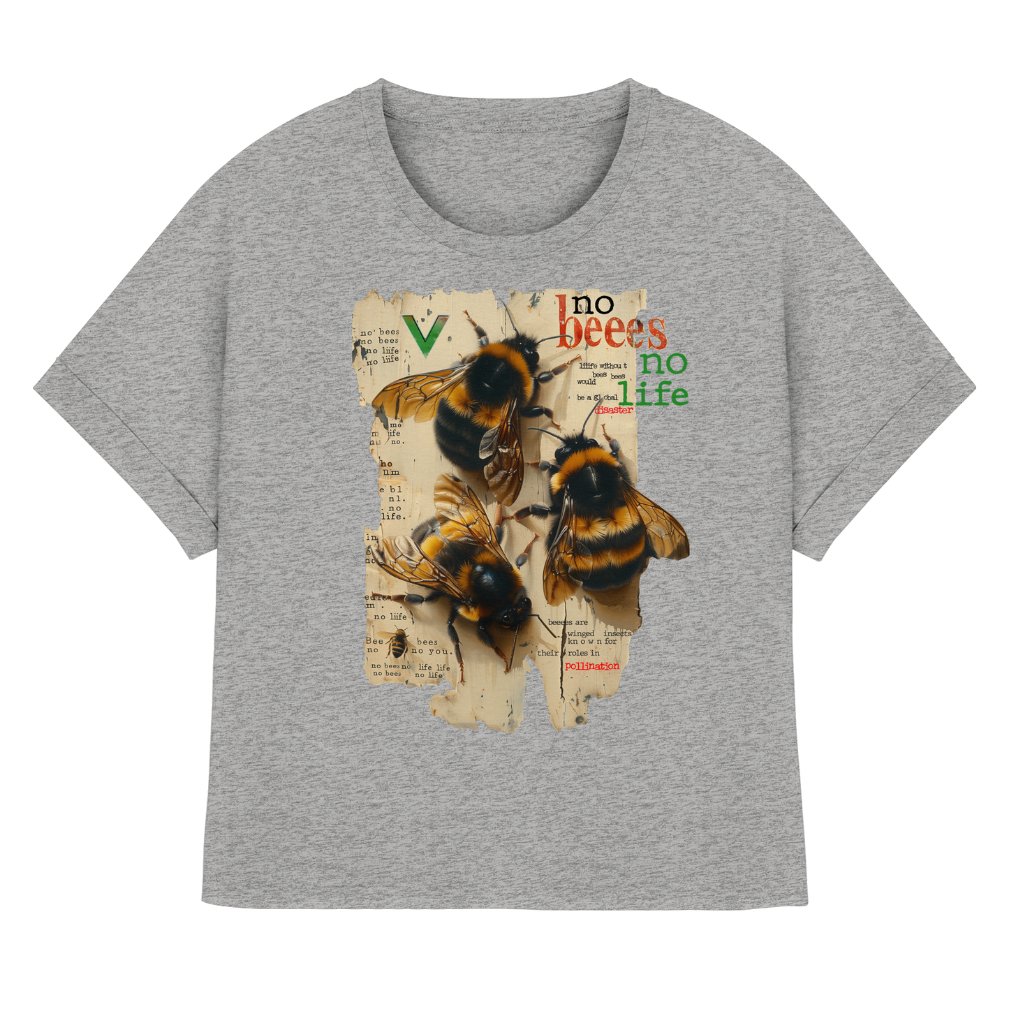 vegwear "no bees no life" - oversized Damen T-Shirt mit Fledermausärmel