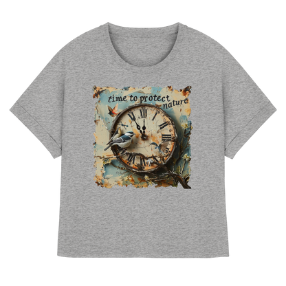 vegwear "time to protect nature" - oversized Damen T-Shirt mit Fledermausärmel, nachhaltige Mode