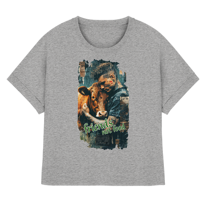vegwear "friends not food" - oversized Damen Bio T-Shirt mit Fledermausärmel