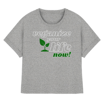 vegwear "veganize your life" - oversized women's T-shirt with batwing sleeves, organic, vegan, sustainable