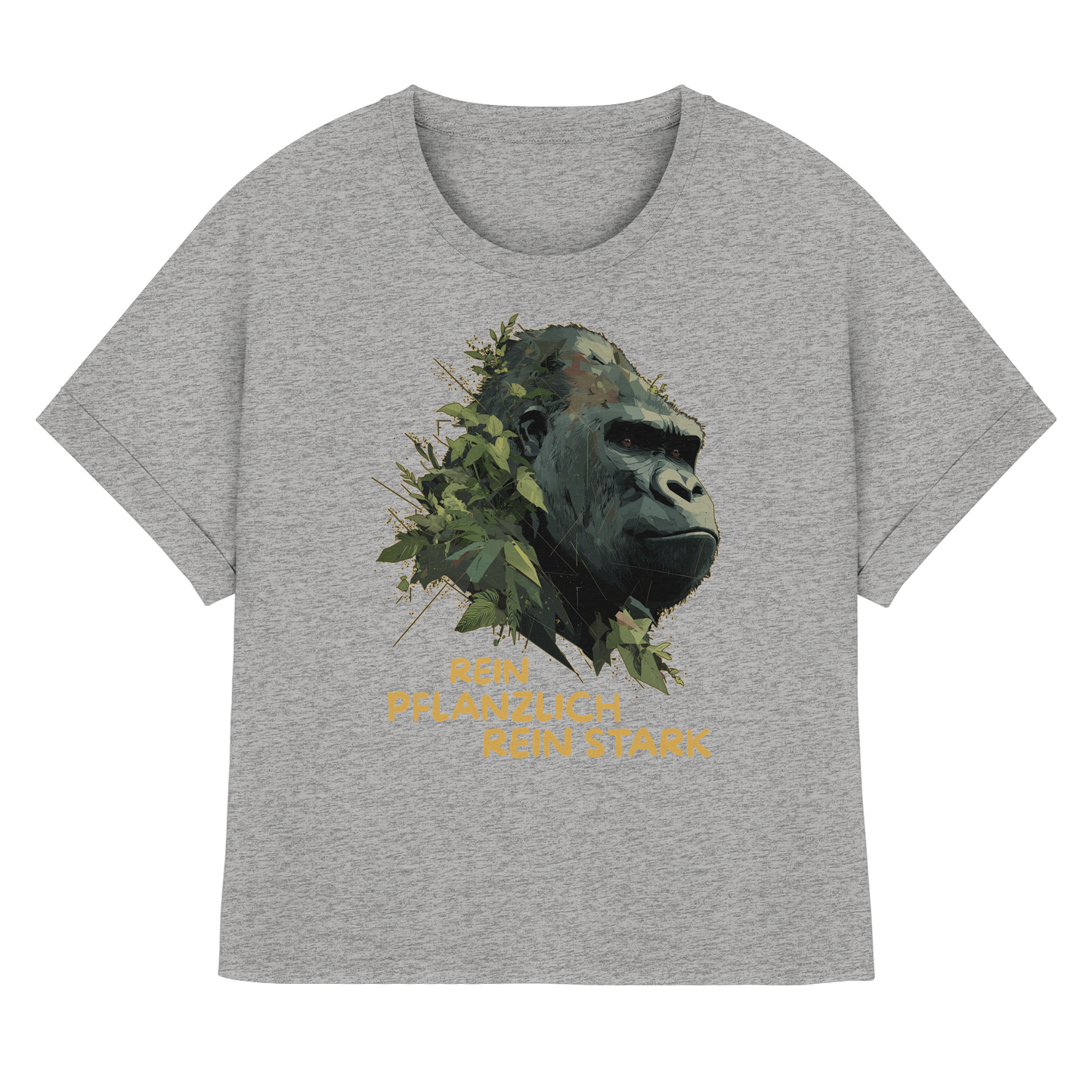 vegwear "Gorilla, rein pflanzlich rein stark" - oversized Damen T-Shirt mit Fledermausärmel