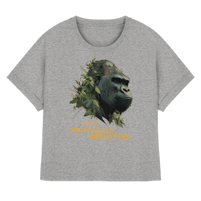 vegwear "Gorilla, rein pflanzlich rein stark" - oversized Damen T-Shirt mit Fledermausärmel