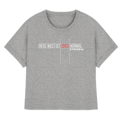 vegwear "Diese Welt ist nicht normal"- oversized Damen Bio T-Shirt mit Fledermausärmel