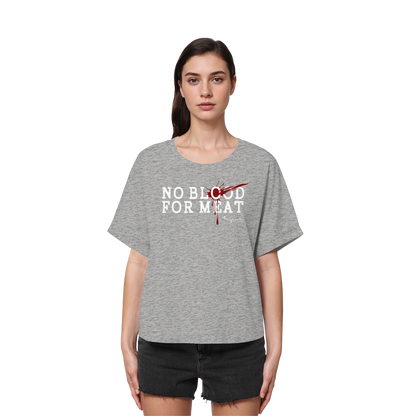 vegwear "no blood for meat" - Womens Organic Rolled Sleeves T-Shirt