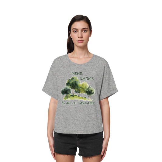 vegwear "mehr Bäume braucht das Land" - oversized Damen Bio T-Shirt mit Fledermausärmel, vegan, fair, nachhaltig