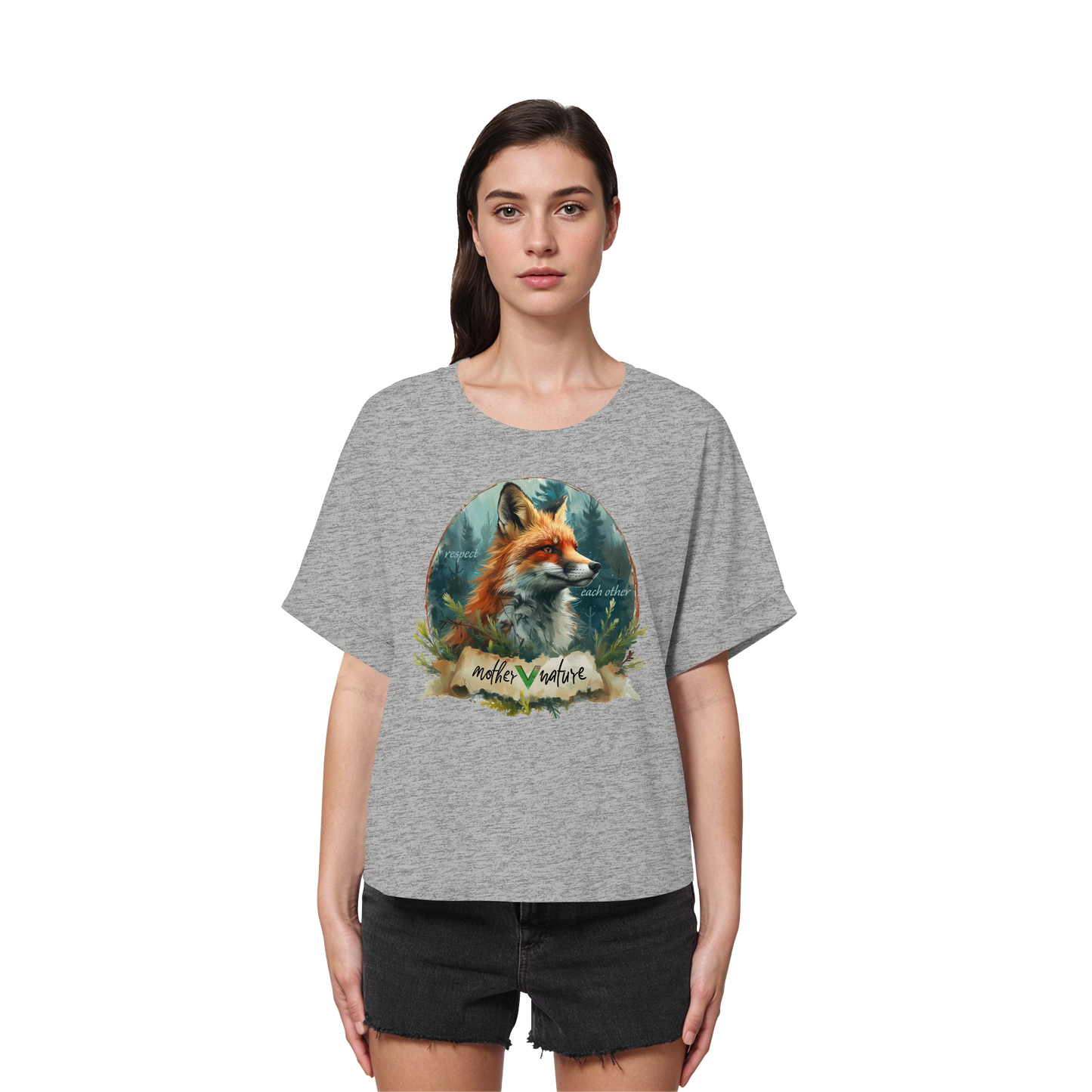 vegwear "respect each other" - oversized Damen T-Shirt mit Fledermausärmel, vegan, bio