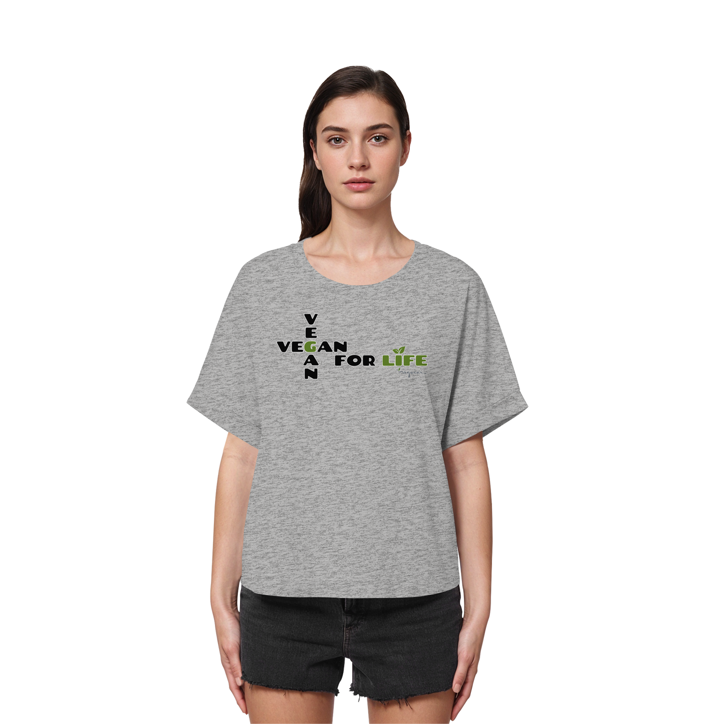 vegwear "vegan for life" - oversized Damen T-Shirt mit Fledermausärmel